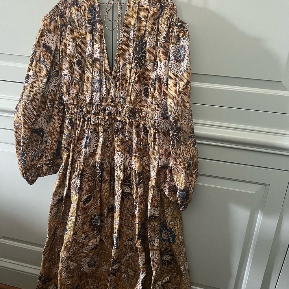 Ulla Johnson Brown Floral Long Sleeve Dress